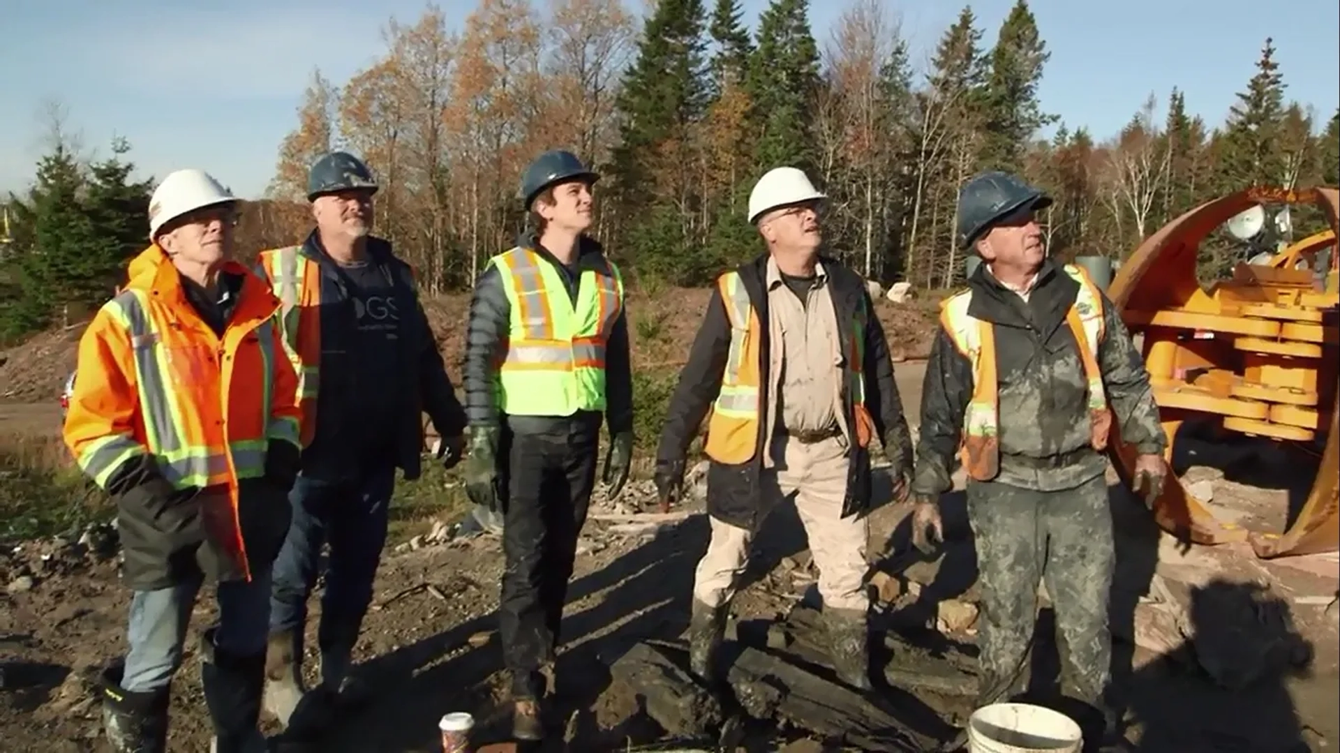 Craig Tester, Alex Lagina, Doug Crowell, Gary Drayton, and Terry Matheson in The Curse of Oak Island: Lords of the Ring (2020)