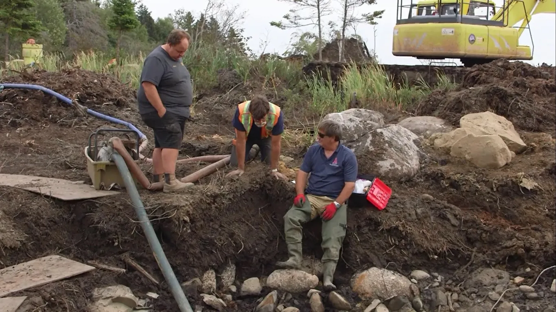 Ian Spooner, Rick Lagina, and Billy Gerhardt in The Curse of Oak Island: Bromancing the Stones (2020)