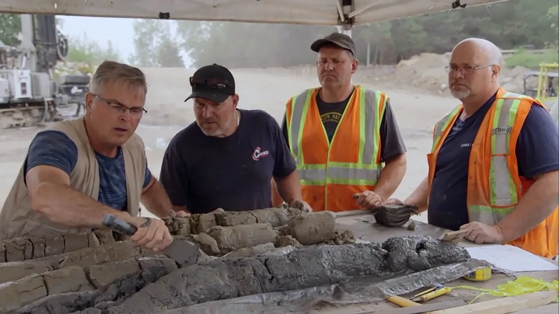 Brennan McMahon, Scott Barlow, Doug Crowell, and Terry Matheson in The Curse of Oak Island: Triptych (2020)