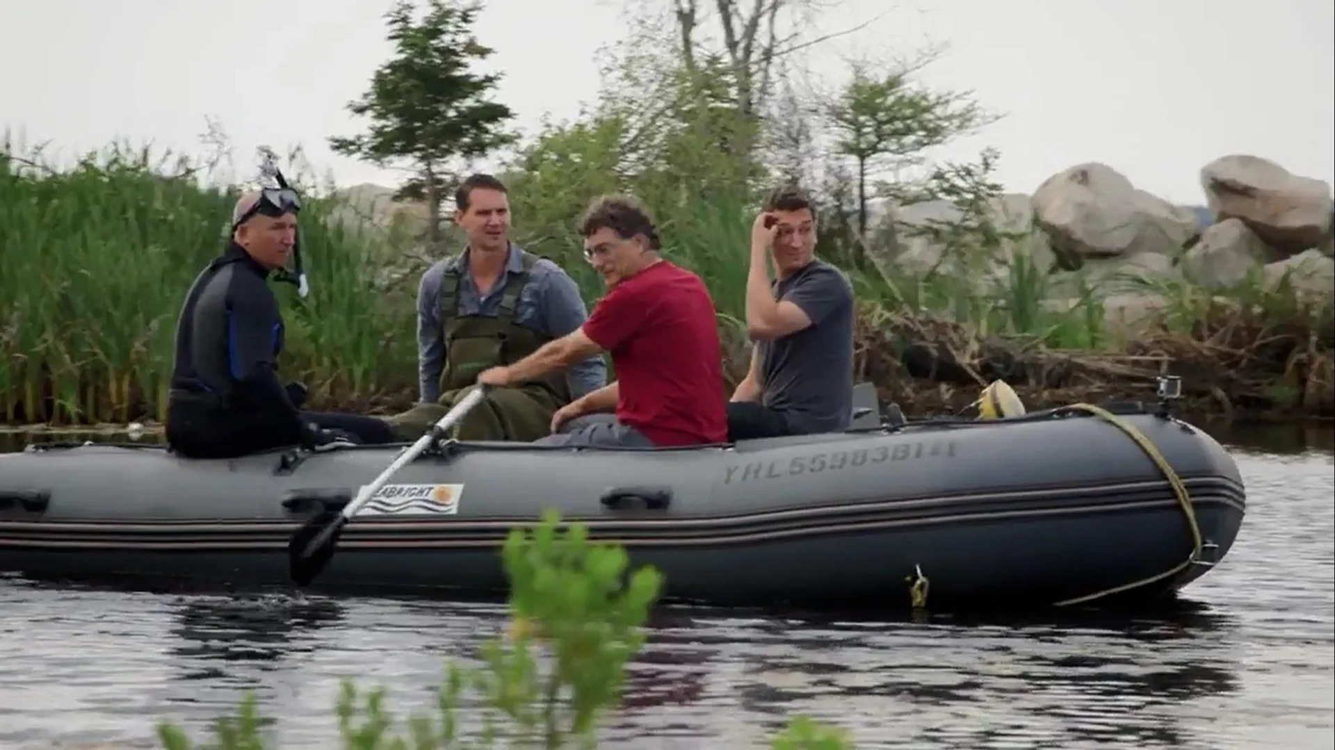 Steve Guptill, Marty Lagina, Alex Lagina, and Gary Drayton in The Curse of Oak Island: The Eye of the Swamp (2019)