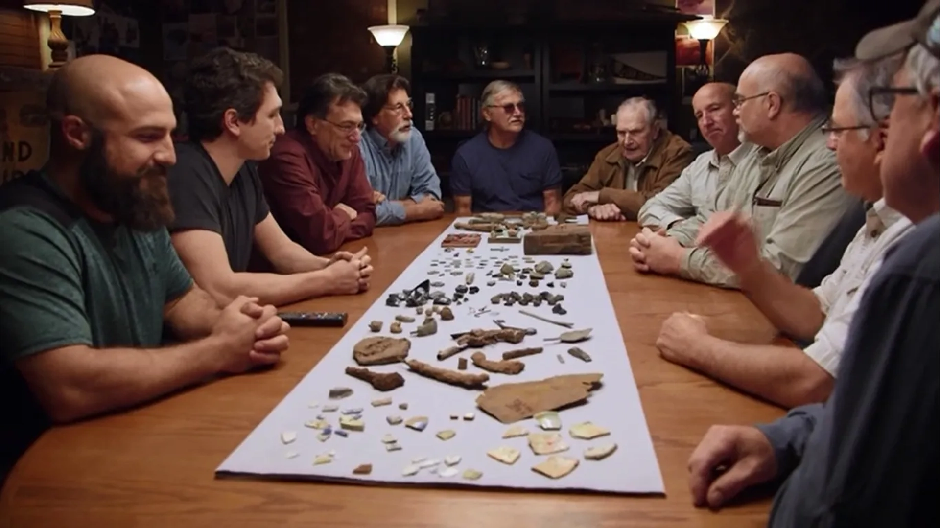 Rick Lagina, Marty Lagina, David Blankenship, Jack Begley, Dan Blankenship, Charles Barkhouse, Alex Lagina, Doug Crowell, Laird Niven, and Gary Drayton in The Curse of Oak Island (2014)