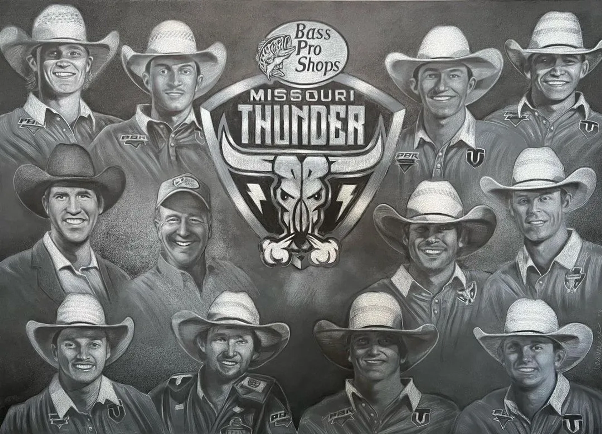 Callum Miller, Cody Teel, Johnny Morris, Randy Bernard, Ross Coleman, Luke Snyder, Colten Fritzlan, Clayton Sellars, Jesse Petri, Andrew Alvidrez, Leandro Machado, and Adriano Salgado in Cowboys of Thunder (2022)