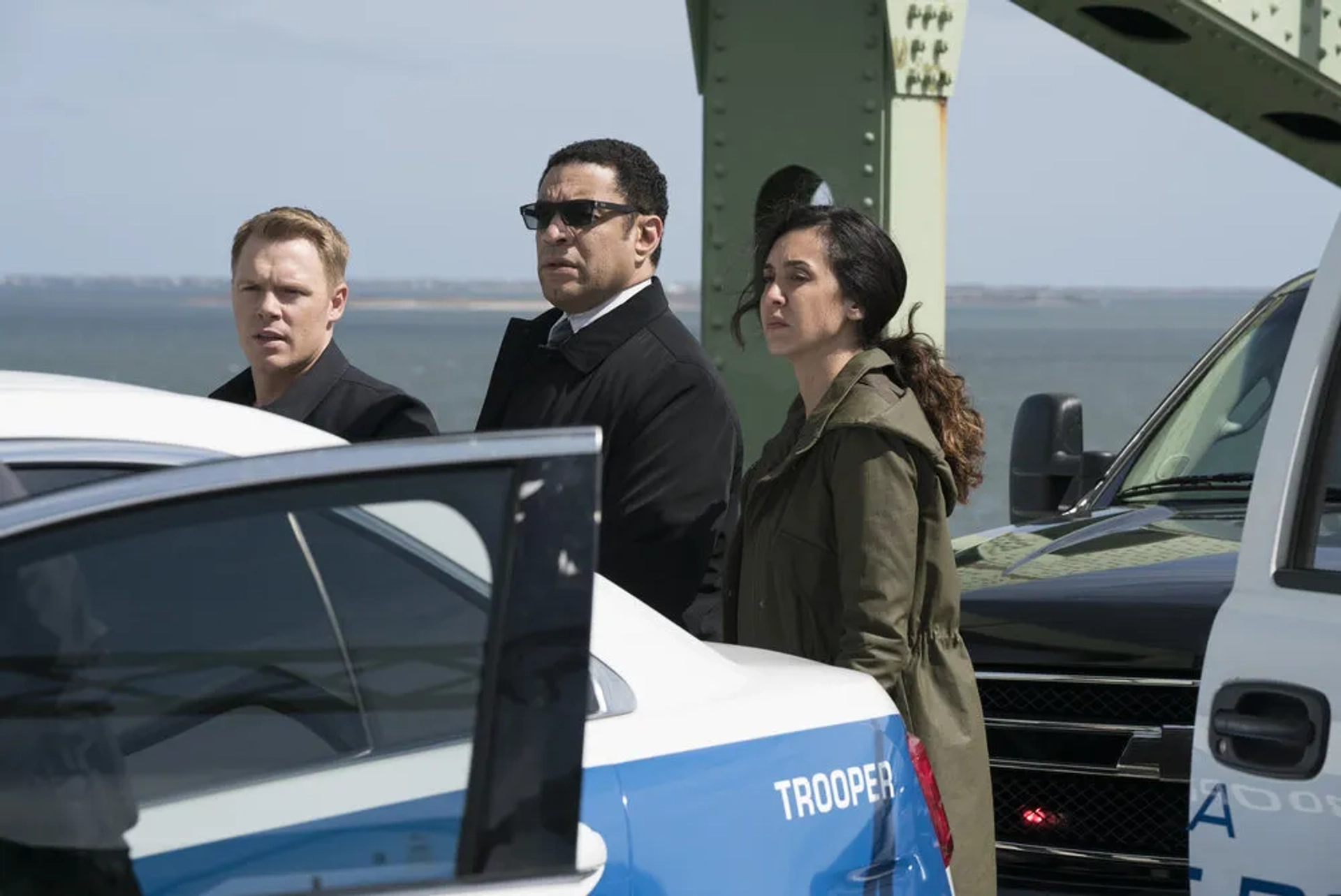 Harry Lennix, Diego Klattenhoff, and Mozhan Marnò in The Blacklist (2013)