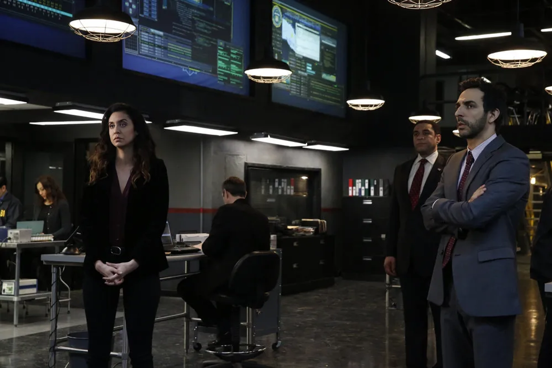 Harry Lennix, Amir Arison, and Mozhan Marnò in The Blacklist (2013)