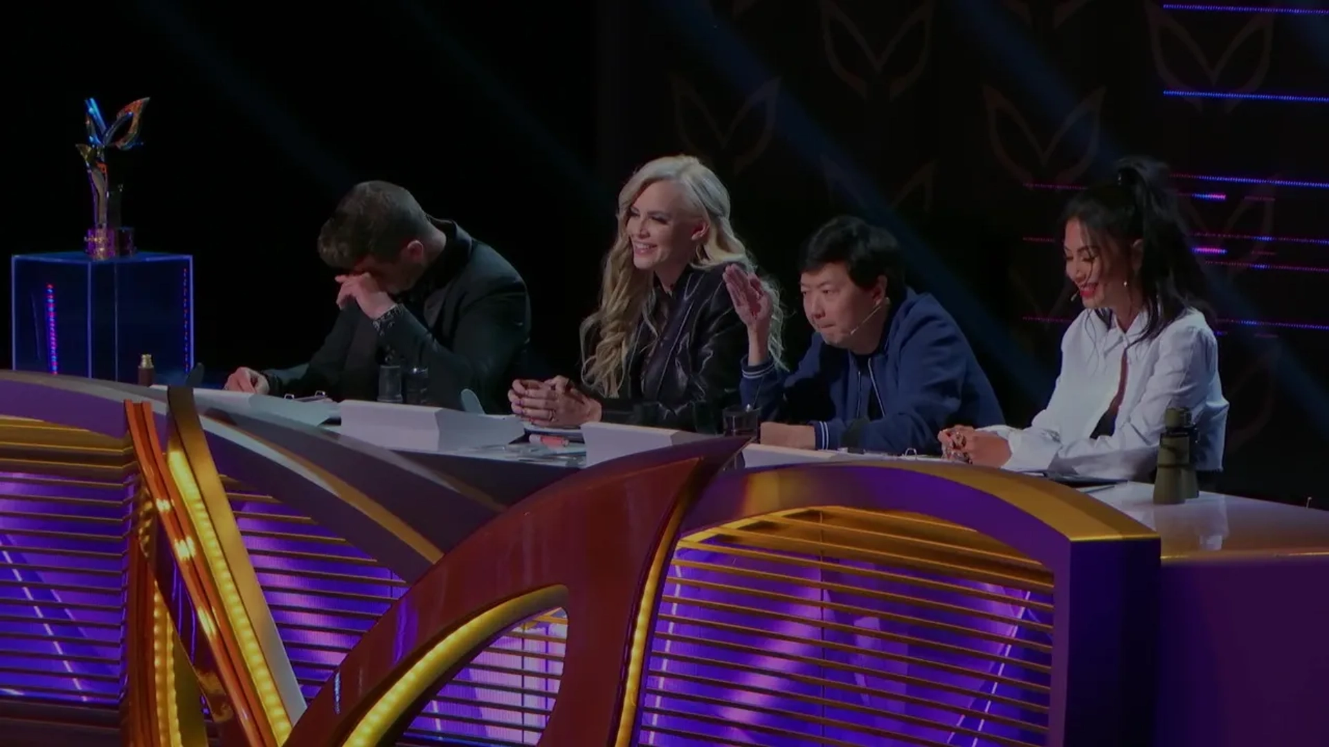 Jenny McCarthy-Wahlberg, Ken Jeong, Nicole Scherzinger, and Robin Thicke in The Masked Singer (2019)