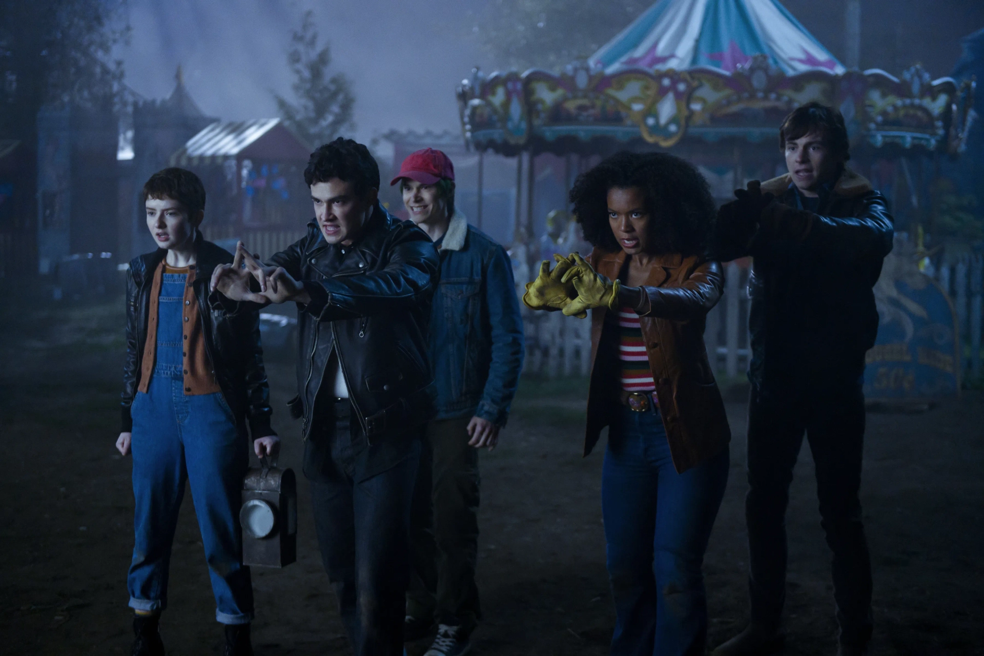 Ross Lynch, Jaz Sinclair, Lachlan Watson, Jonathan Whitesell, and Gavin Leatherwood in Chilling Adventures of Sabrina (2018)