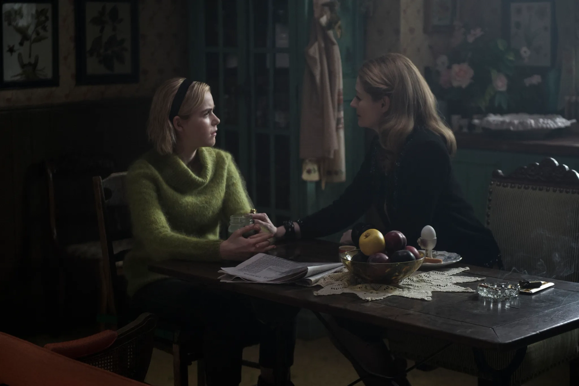 Miranda Otto and Kiernan Shipka in Chilling Adventures of Sabrina (2018)