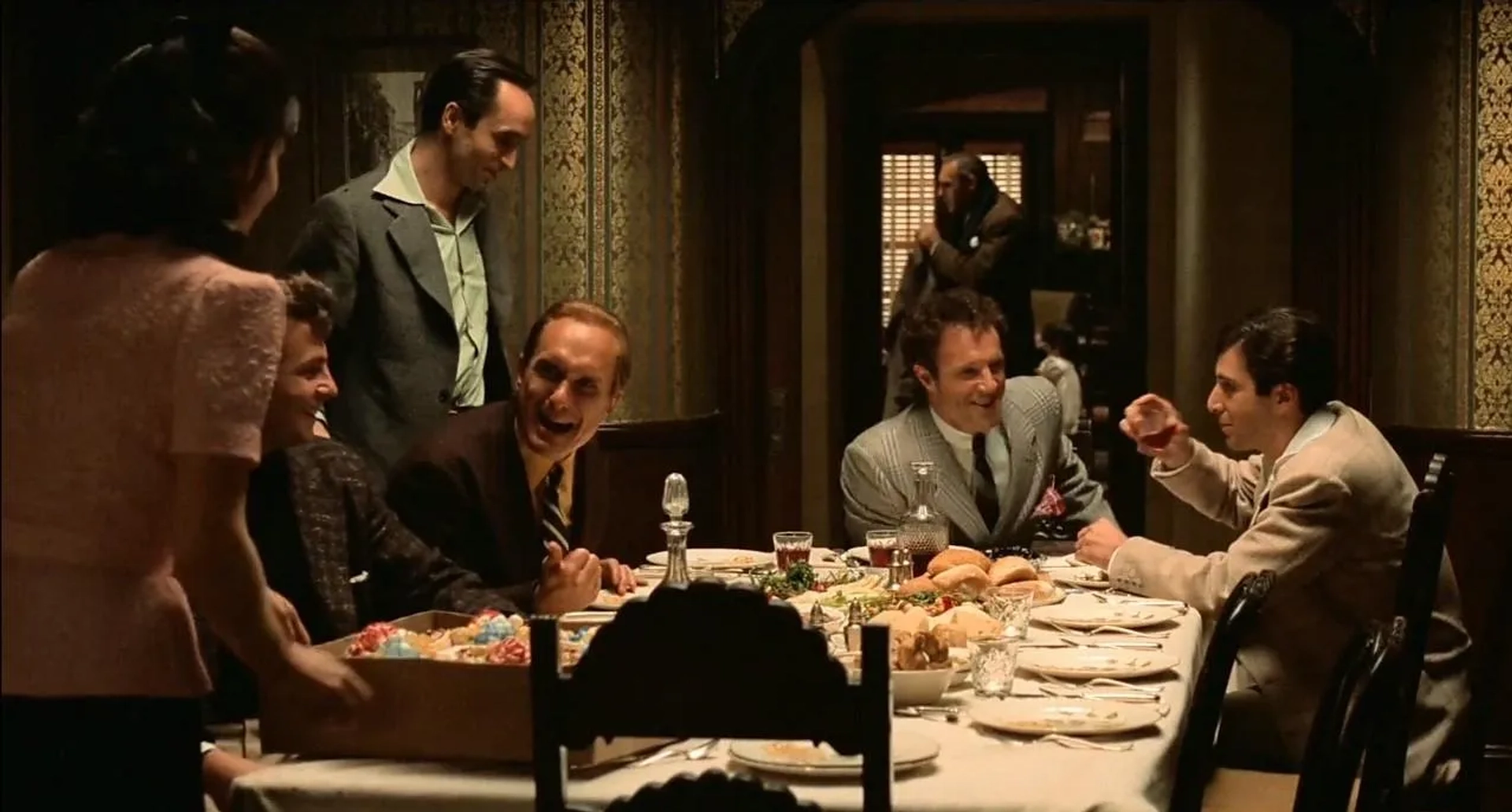 Al Pacino, Robert Duvall, James Caan, John Cazale, Talia Shire, Abe Vigoda, and Gianni Russo in The Godfather Part II (1974)