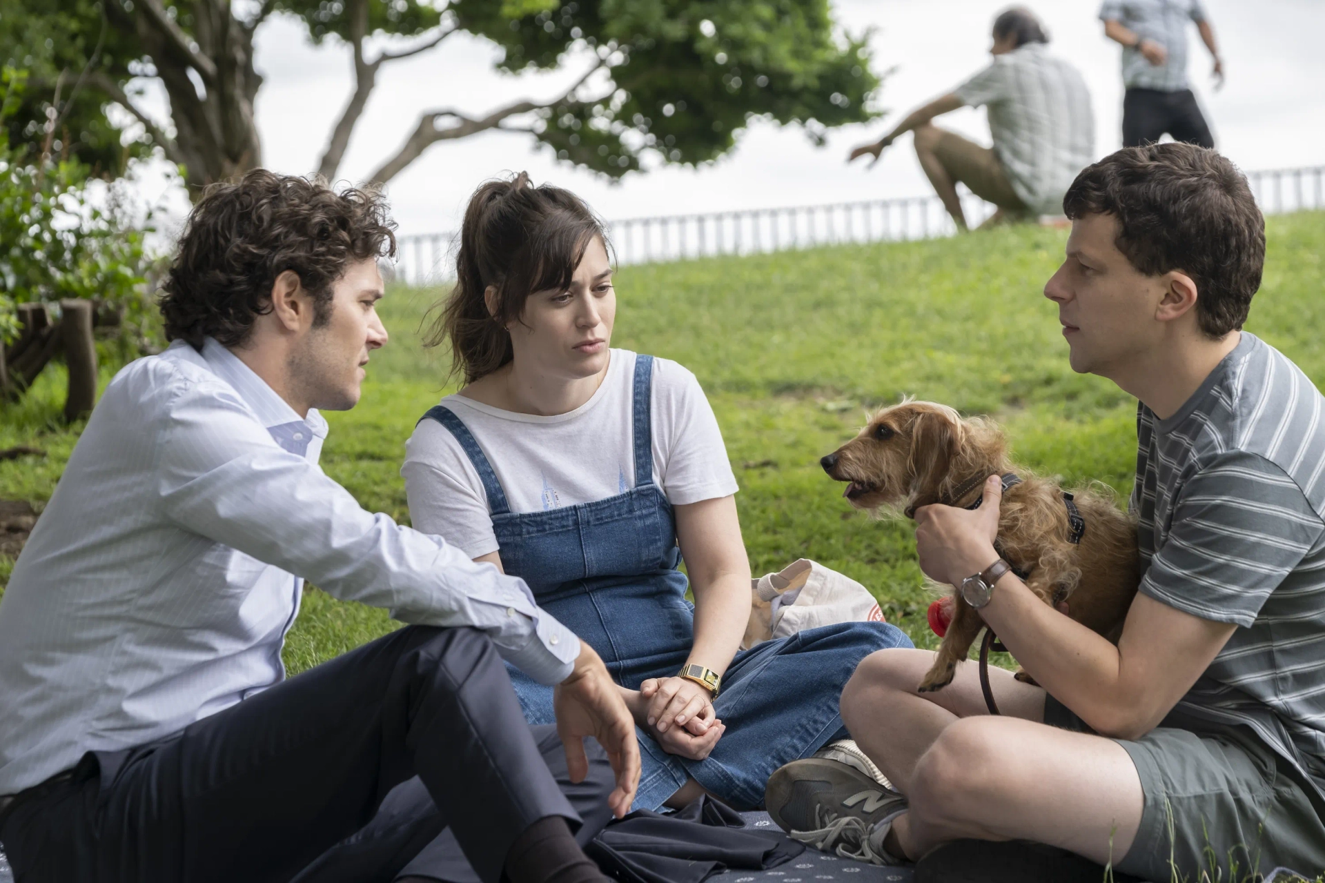 Adam Brody, Lizzy Caplan, and Jesse Eisenberg in Fleishman Is in Trouble (2022)