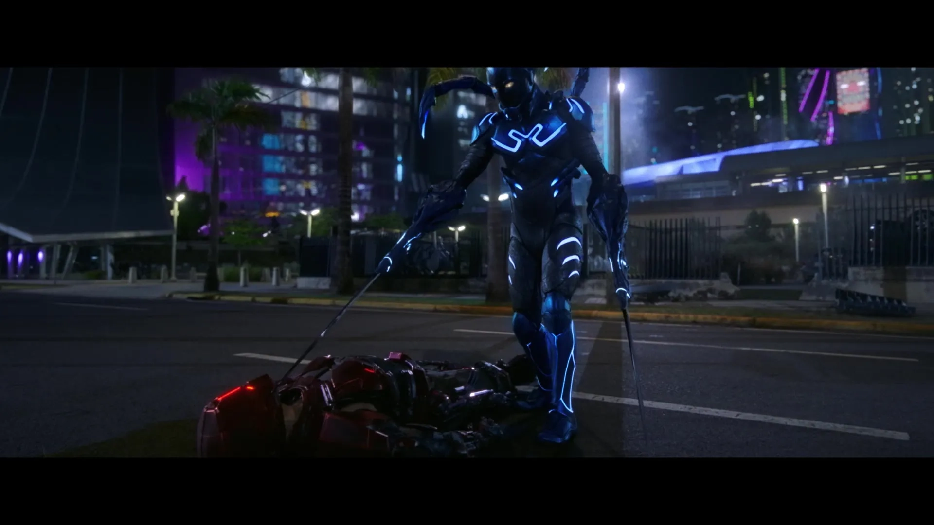 Raoul Max Trujillo and Xolo Maridueña in Blue Beetle (2023)