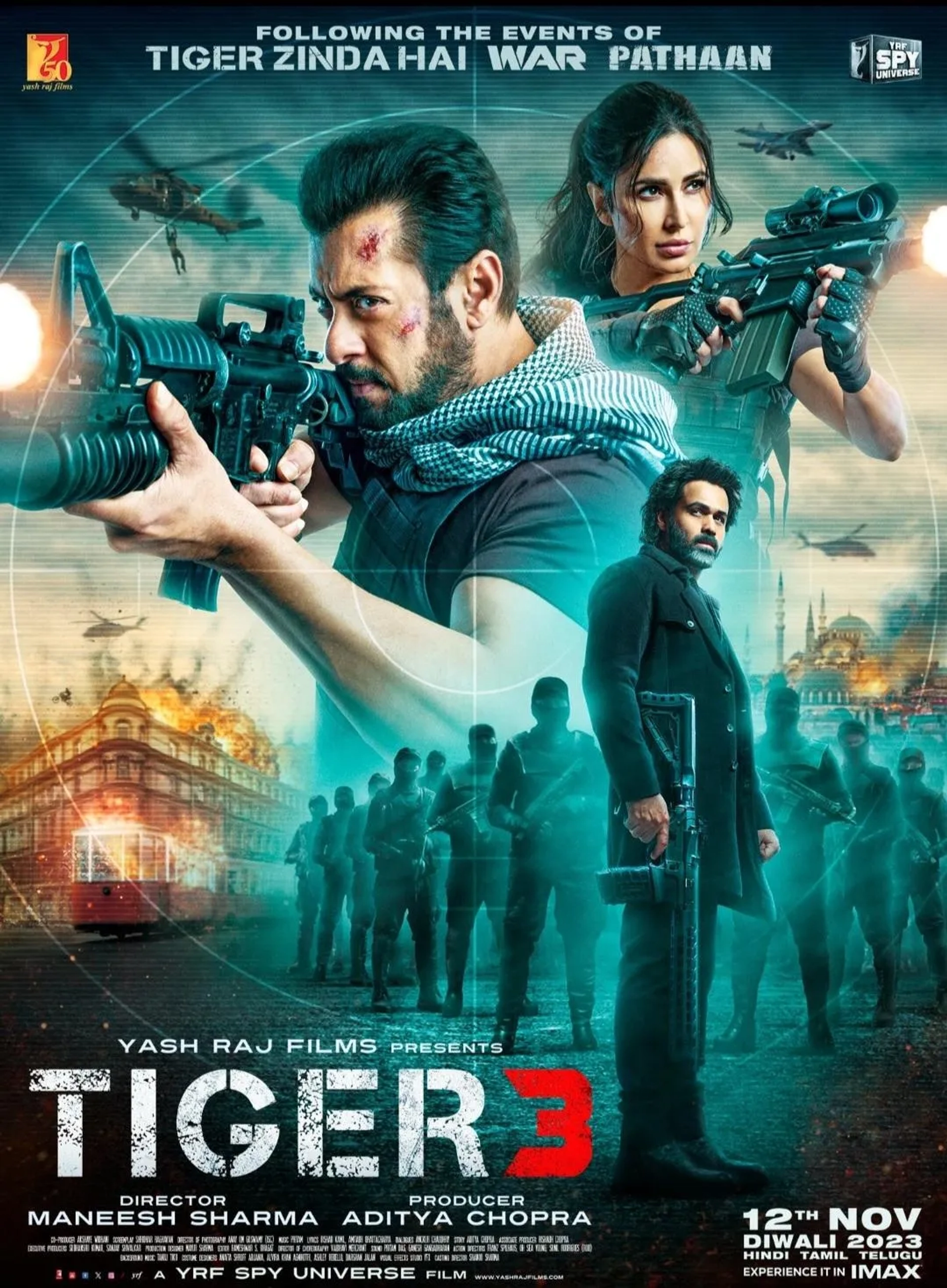 Salman Khan, Katrina Kaif, and Emraan Hashmi in Tiger 3 (2023)