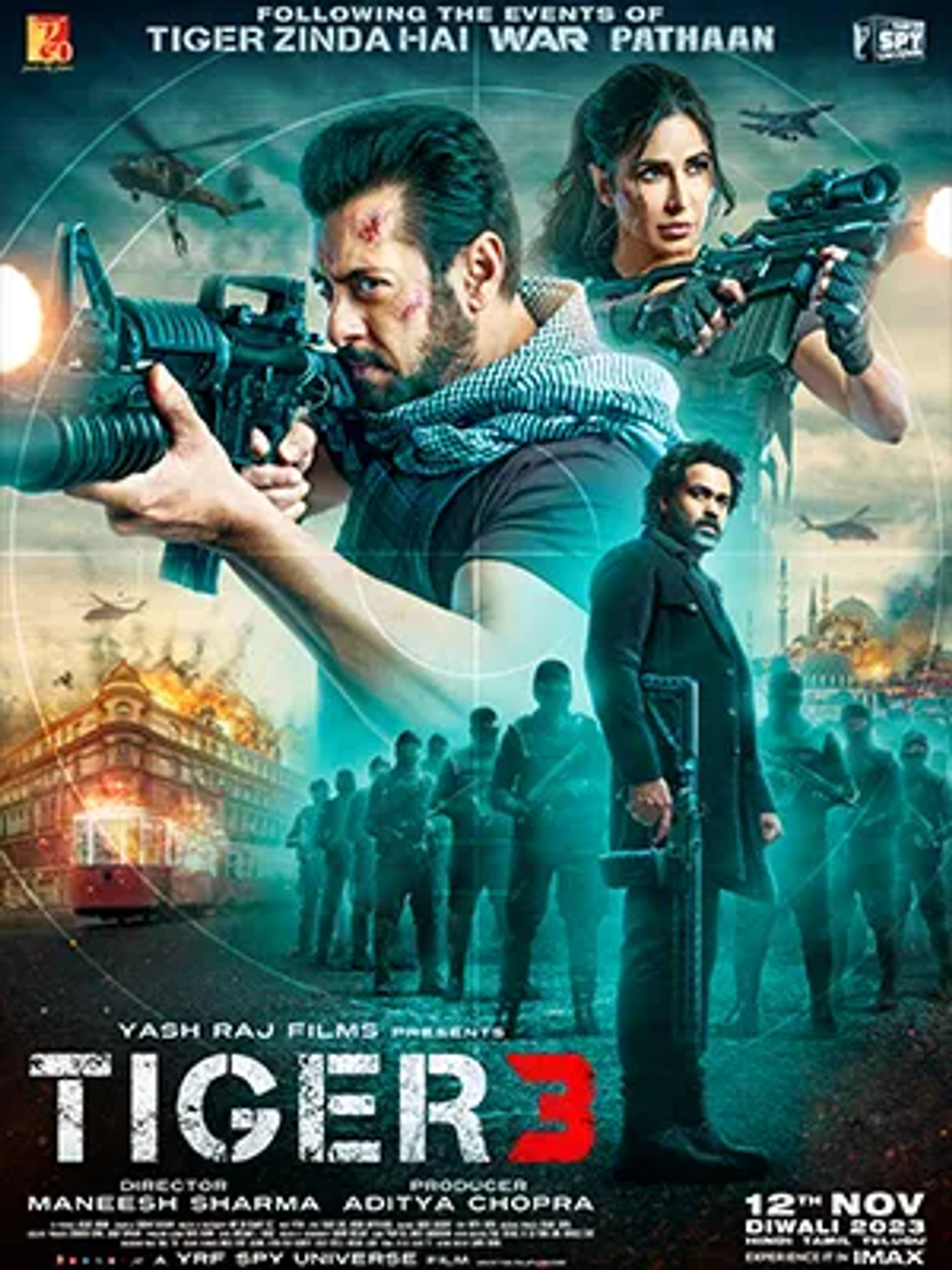 Salman Khan, Katrina Kaif, and Emraan Hashmi in Tiger 3 (2023)