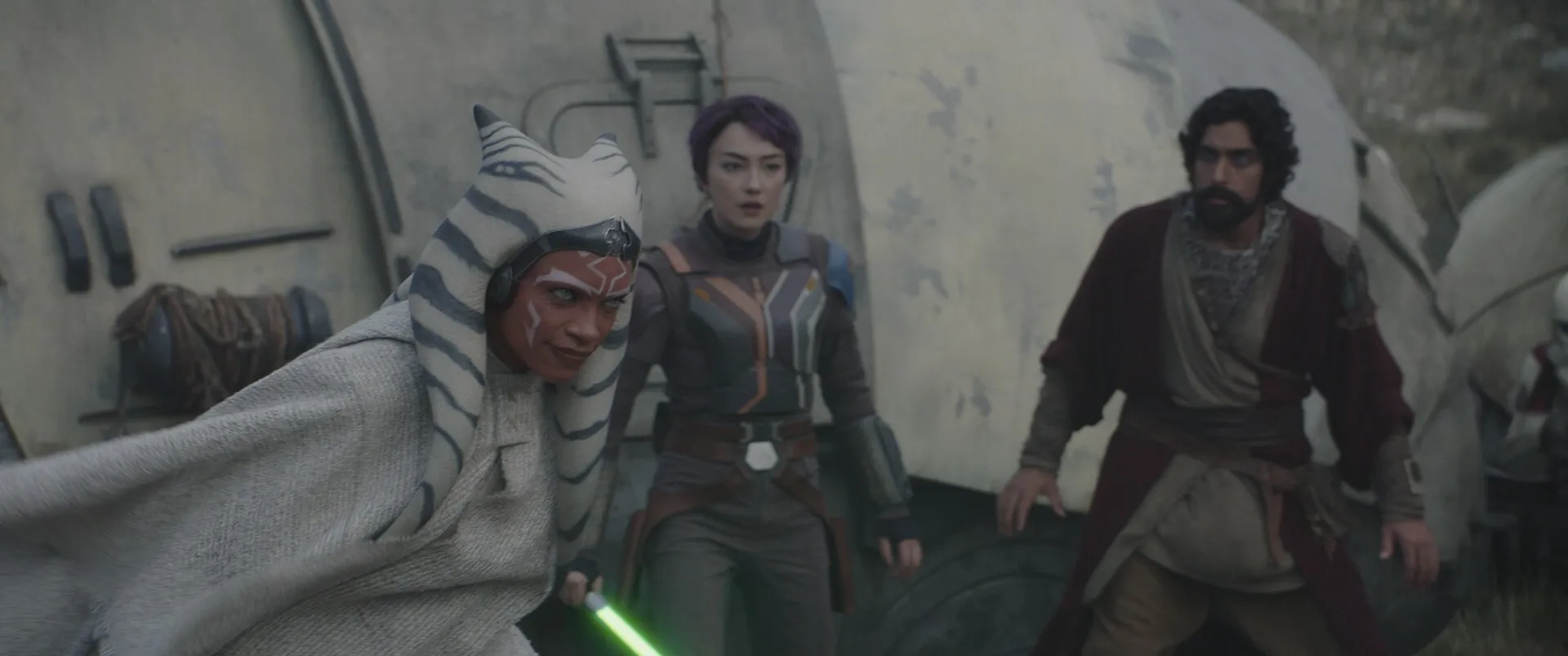 Rosario Dawson, Natasha Liu Bordizzo, and Eman Esfandi in Ahsoka (2023)