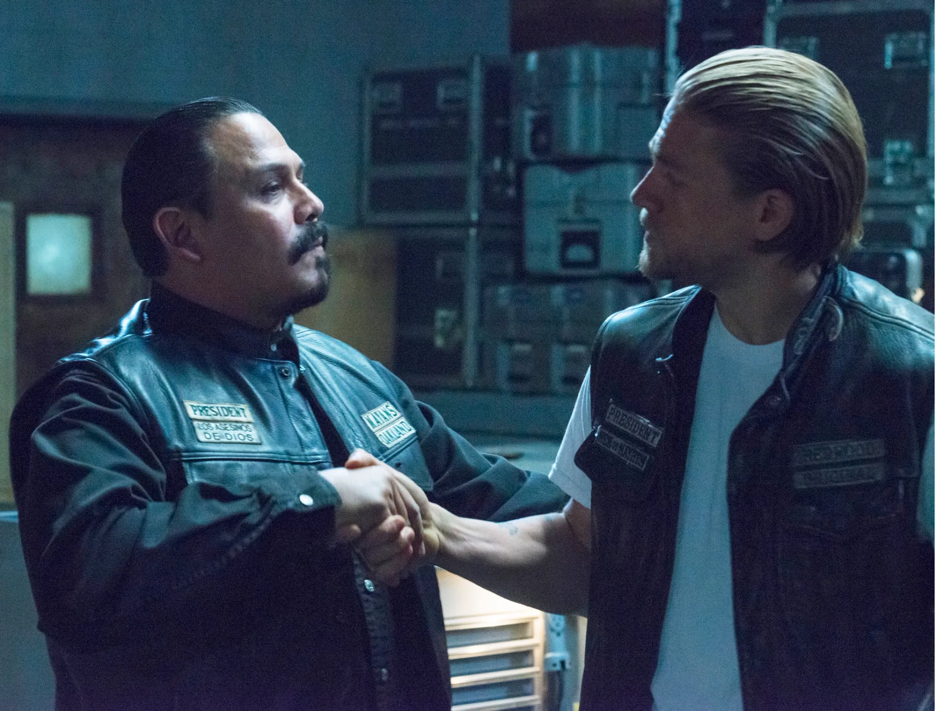 Charlie Hunnam and Emilio Rivera in Sons of Anarchy (2008)
