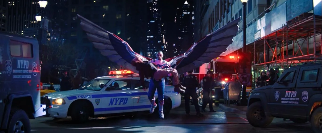 Anthony Mackie and Erin Kellyman in The Falcon and the Winter Soldier (2021)