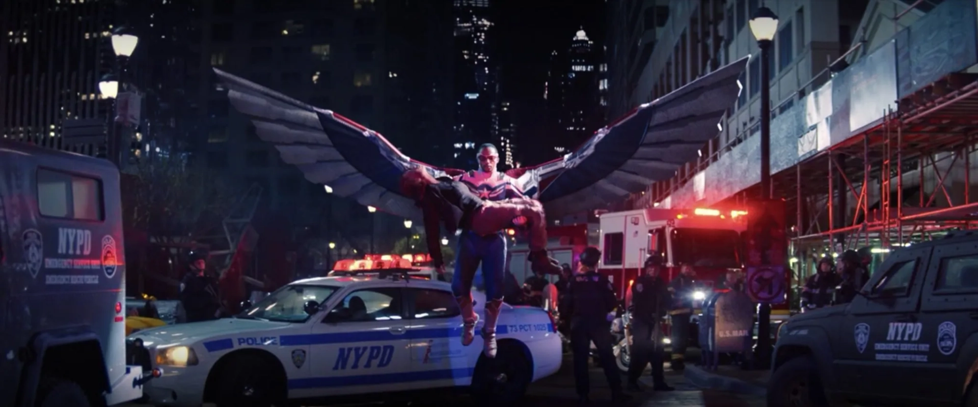 Anthony Mackie and Erin Kellyman in The Falcon and the Winter Soldier (2021)