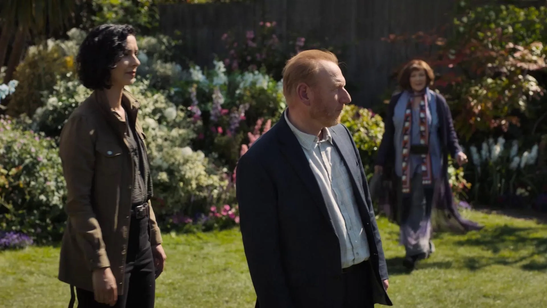 Frances Barber, Sonita Henry, and Adrian Scarborough in The Chelsea Detective (2022)