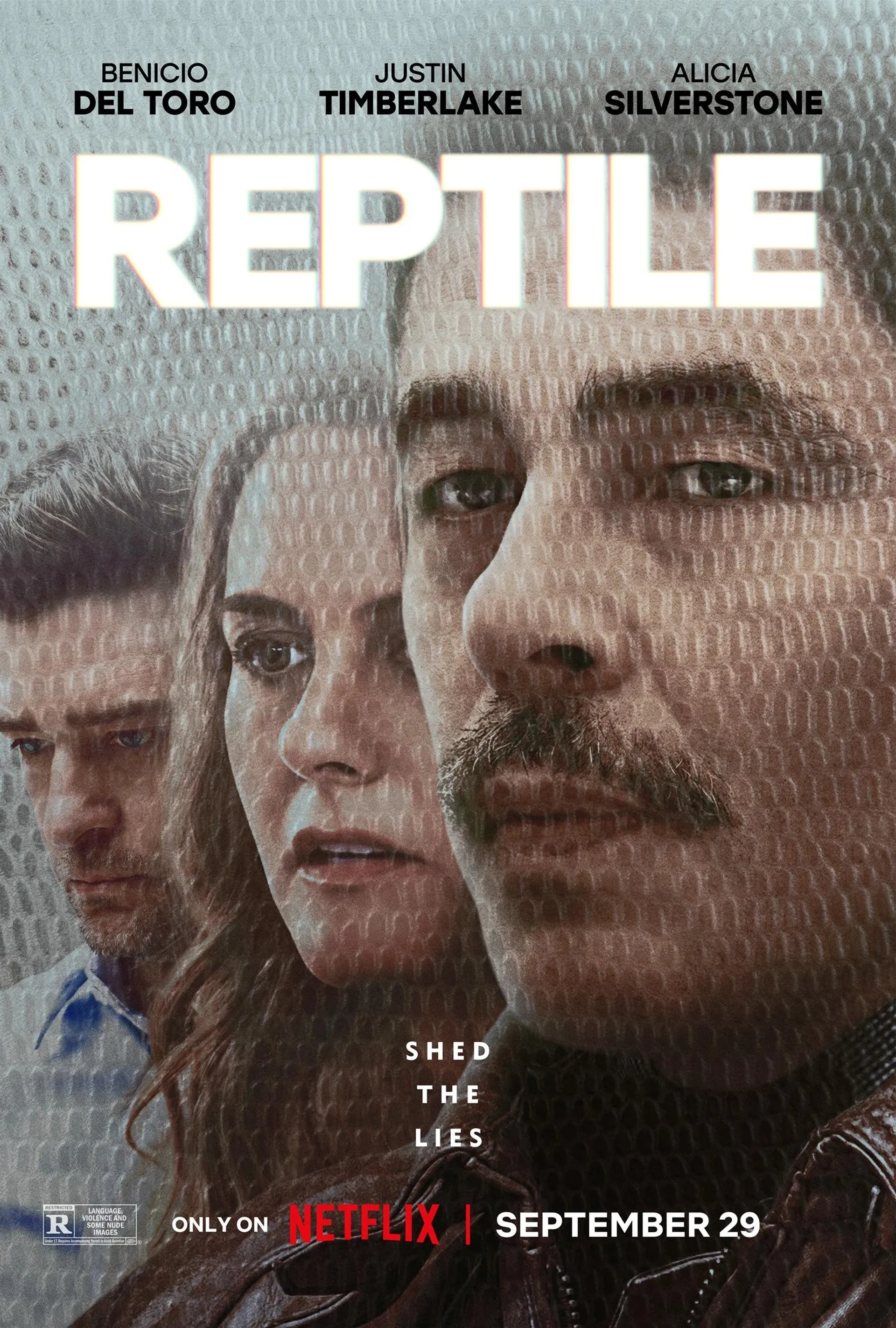 Alicia Silverstone, Benicio Del Toro, and Justin Timberlake in Reptile (2023)