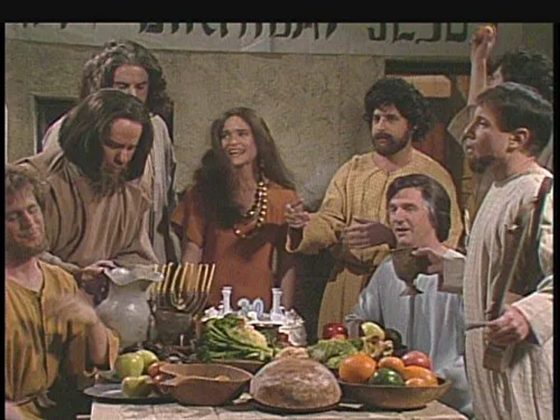 Dana Carvey, Jon Lovitz, Kevin Nealon, A. Whitney Brown, Phil Hartman, Jan Hooks, and Paul Simon in Saturday Night Live (1975)