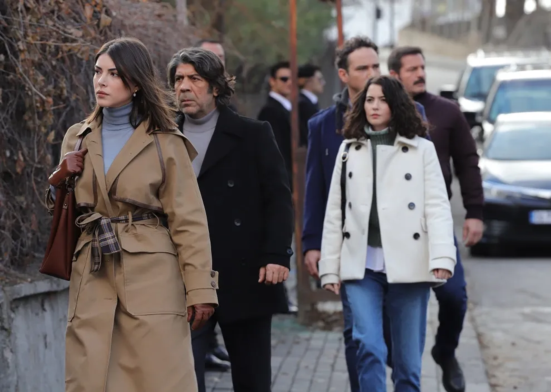 Tuncer Salman, Deniz Baysal, and Ezgi Senler in The Shadow Team (2021)