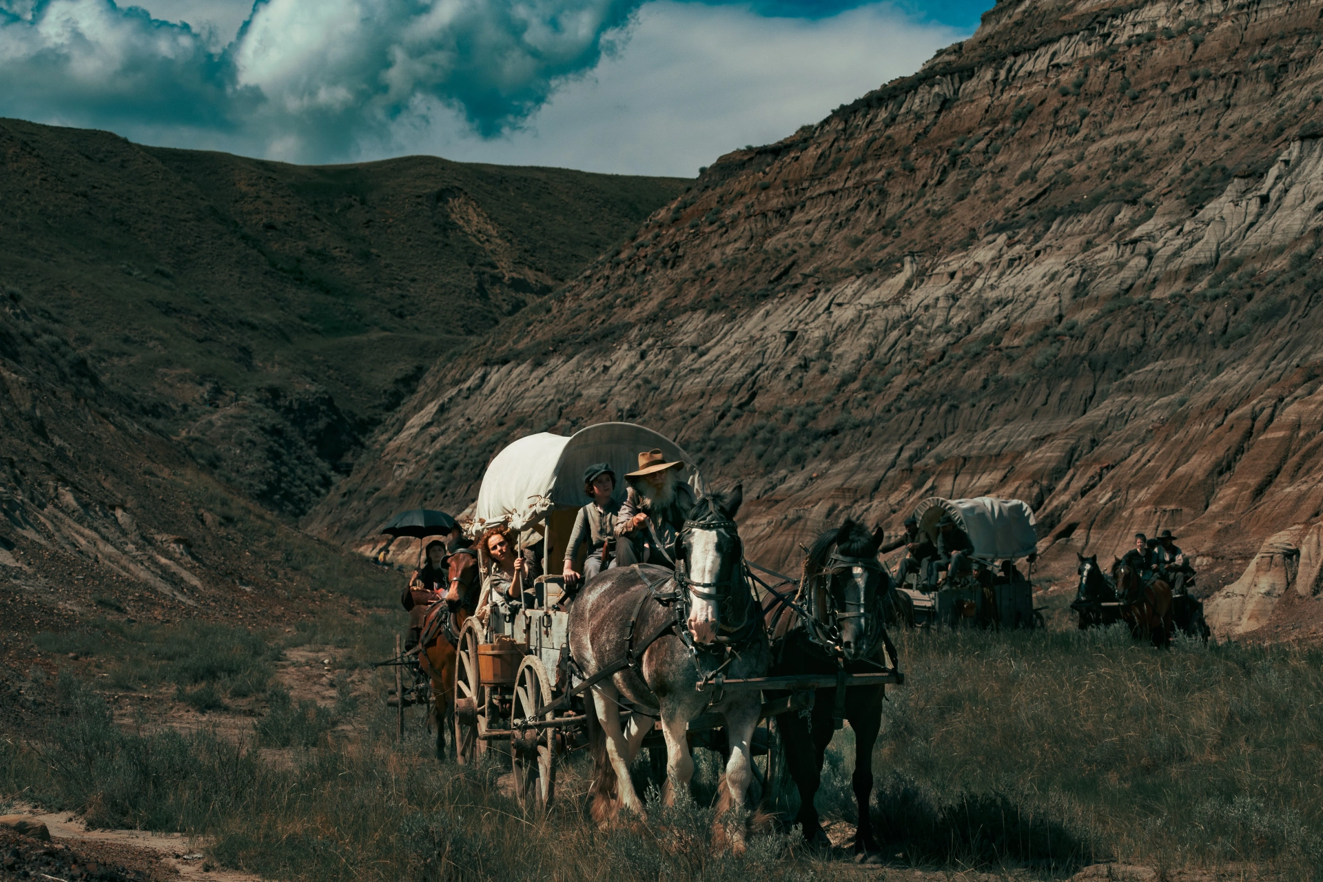 Timothy Webber, Jonah Collier, and Kayla Deorksen in Billy the Kid (2022)