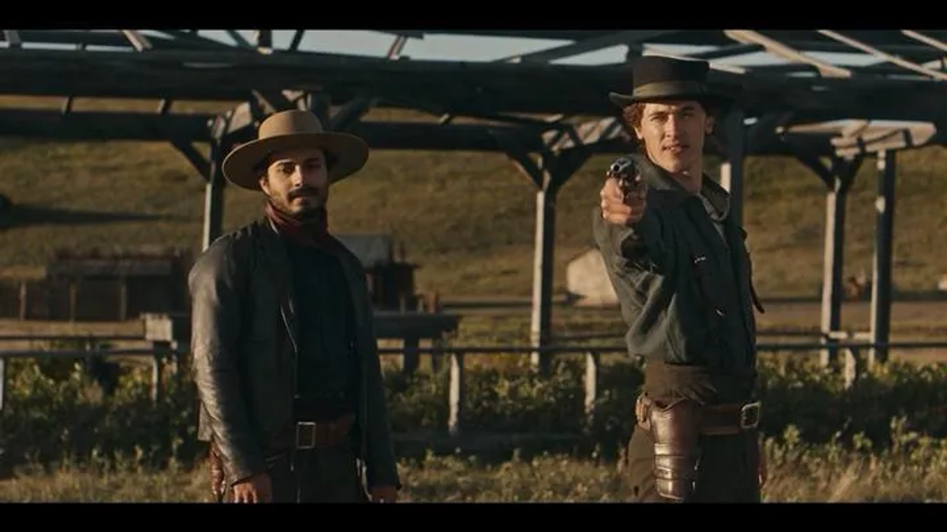 Guillermo Alonso and Tom Blyth in Billy the Kid (2022)