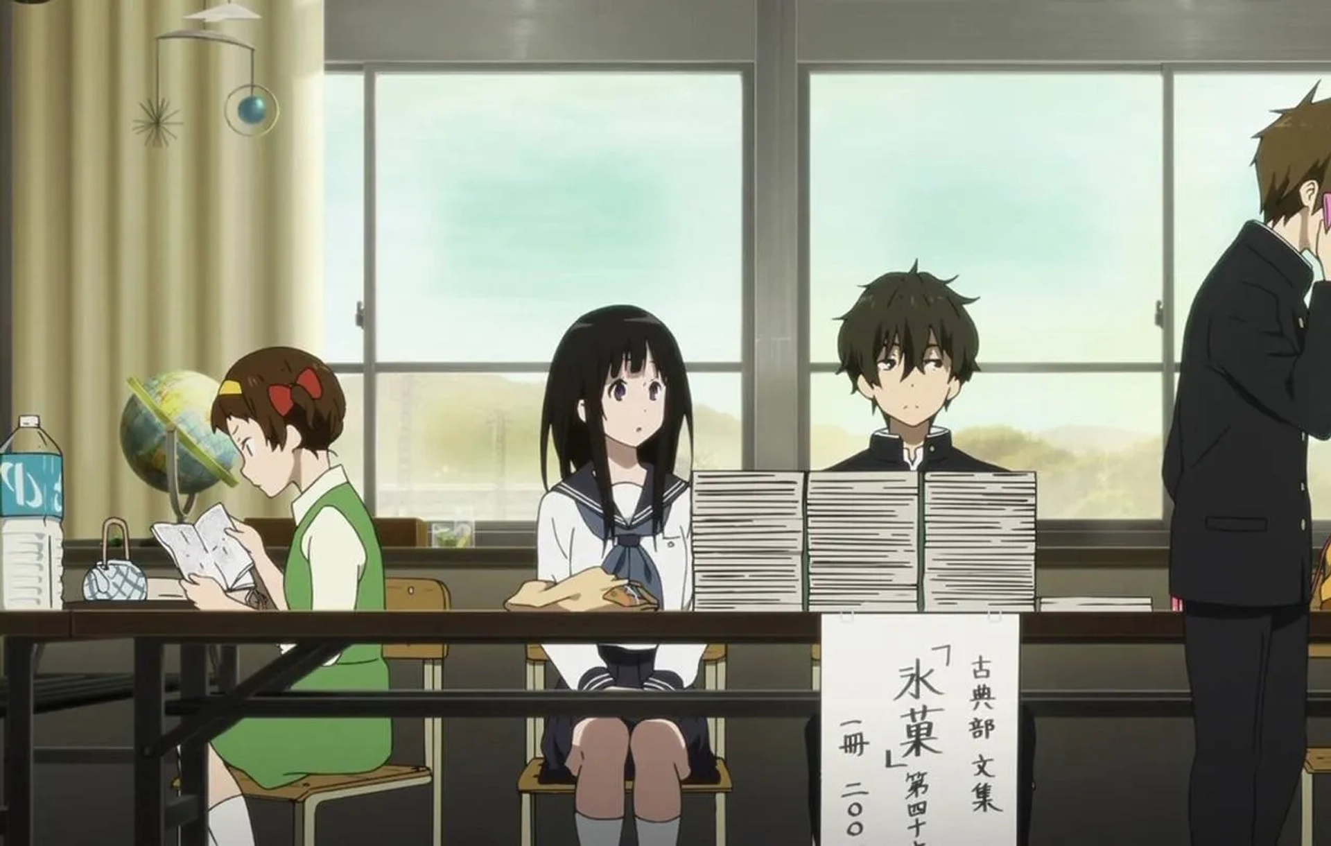 Daisuke Sakaguchi, Yûichi Nakamura, Satomi Satô, and Ai Kayano in Hyouka (2012)