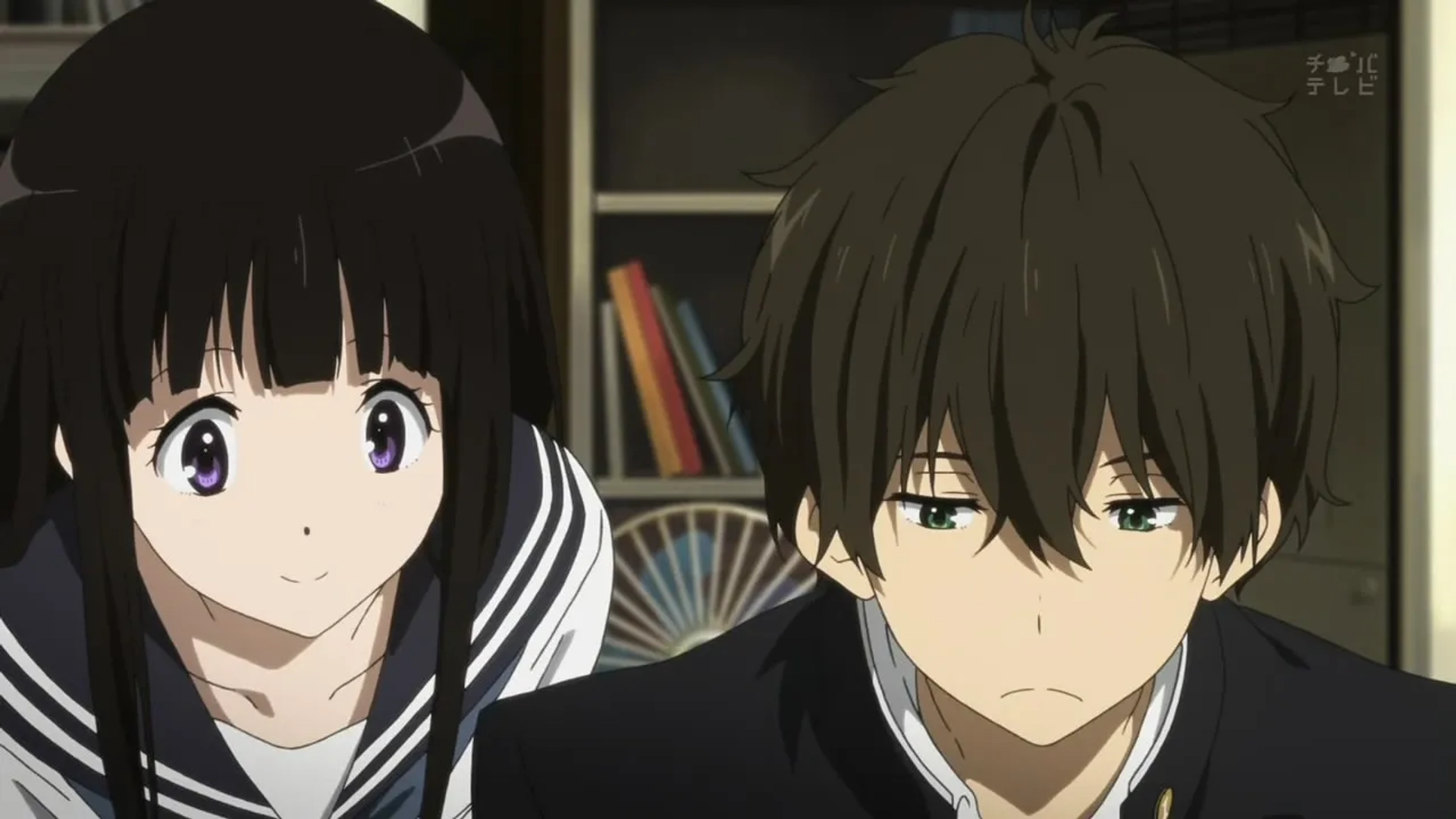 Yûichi Nakamura and Satomi Satô in Hyouka (2012)