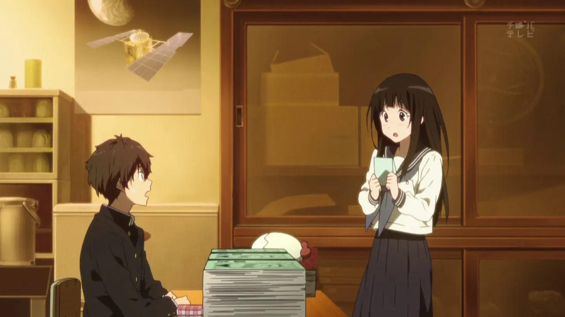 Yûichi Nakamura and Satomi Satô in Hyouka (2012)