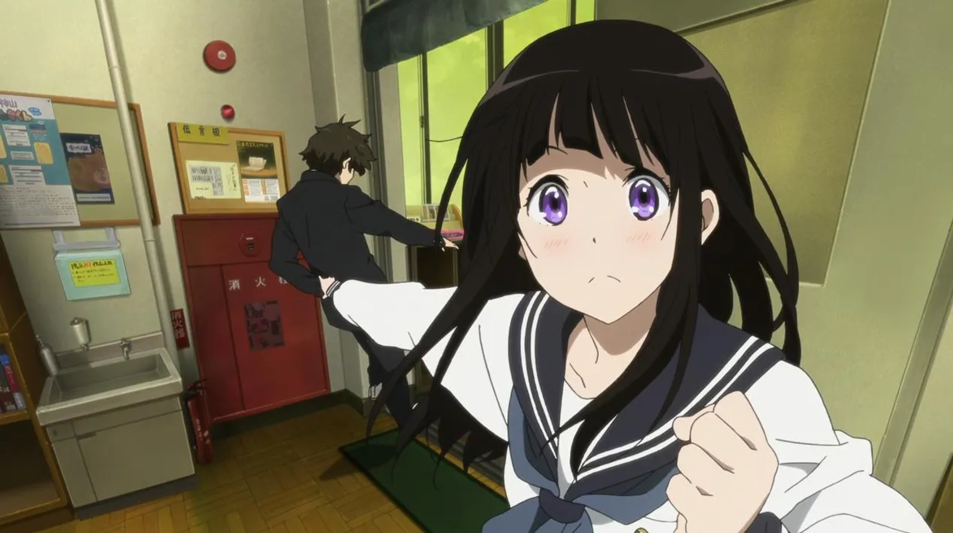 Yûichi Nakamura and Satomi Satô in Hyouka (2012)