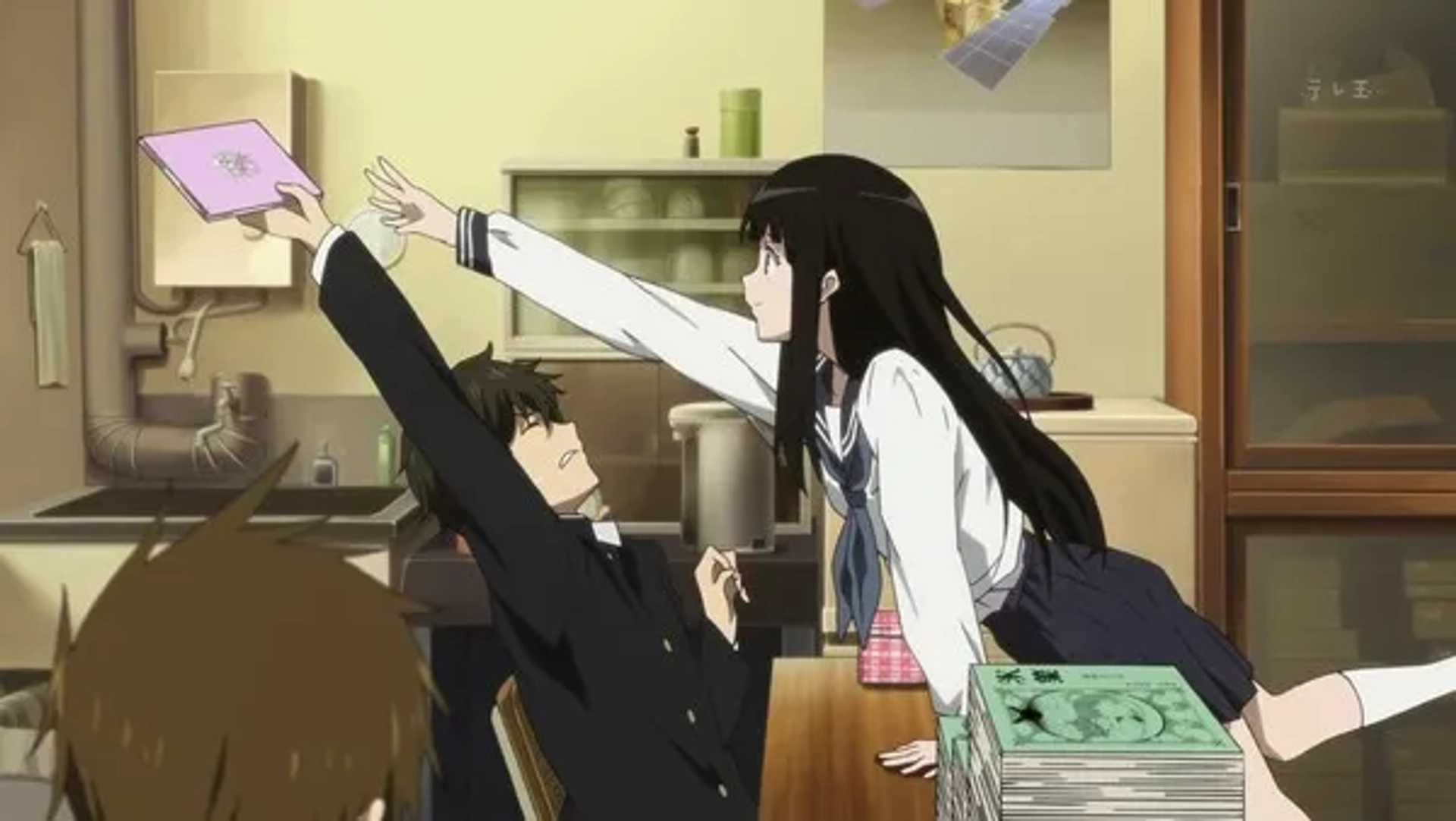 Daisuke Sakaguchi, Yûichi Nakamura, and Satomi Satô in Hyouka (2012)