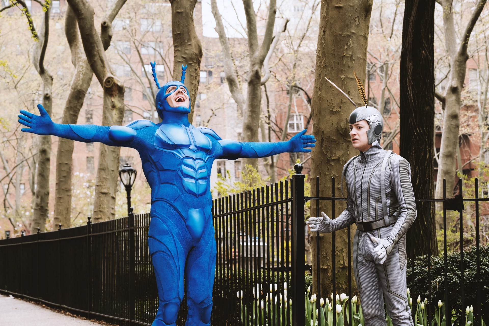 Peter Serafinowicz and Griffin Newman in The Tick (2016)