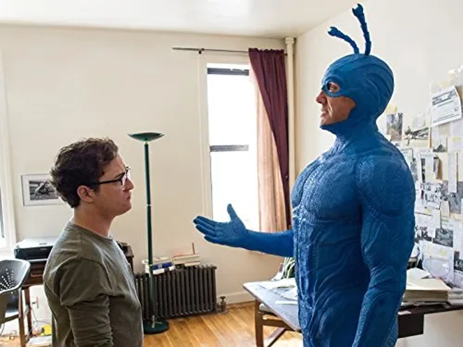 Peter Serafinowicz and Griffin Newman in The Tick (2016)