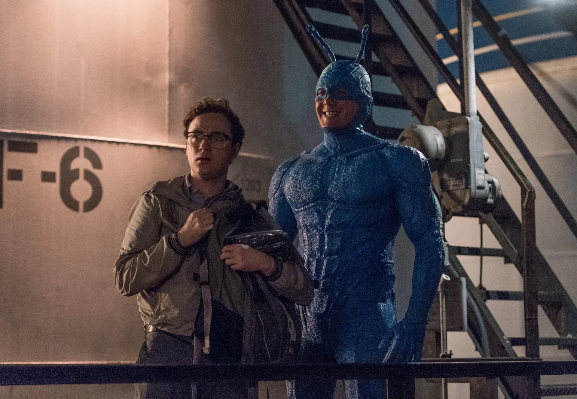 Peter Serafinowicz and Griffin Newman in The Tick (2016)