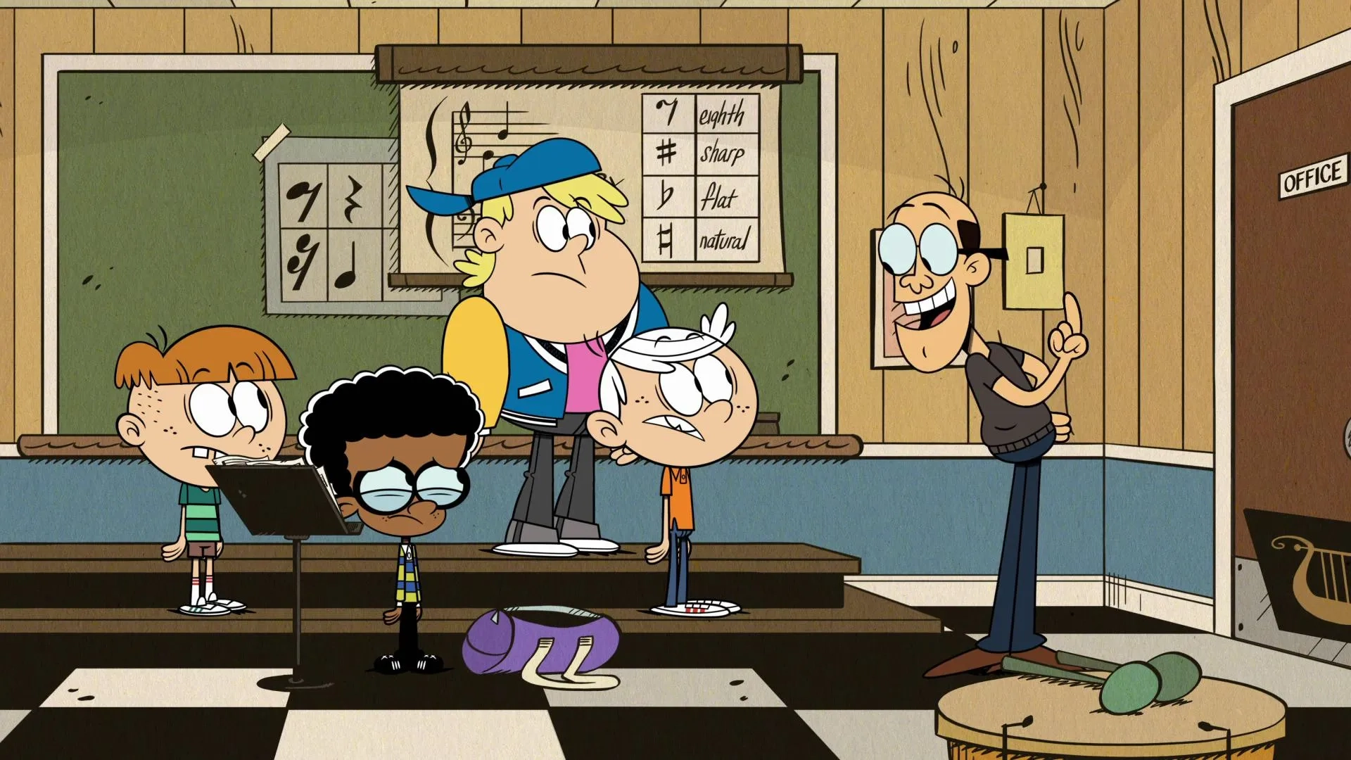 Trevor Devall, Maile Flanagan, Lara Jill Miller, Asher Bishop, and Andre Robinson in The Loud House: Zach Attack/Flying Solo (2021)