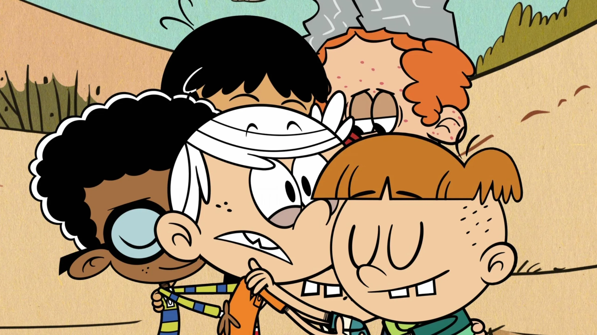 Jessica DiCicco, Lara Jill Miller, Asher Bishop, Haley Tju, and Andre Robinson in The Loud House: Friends in Dry Places/Coupe Dreams (2020)