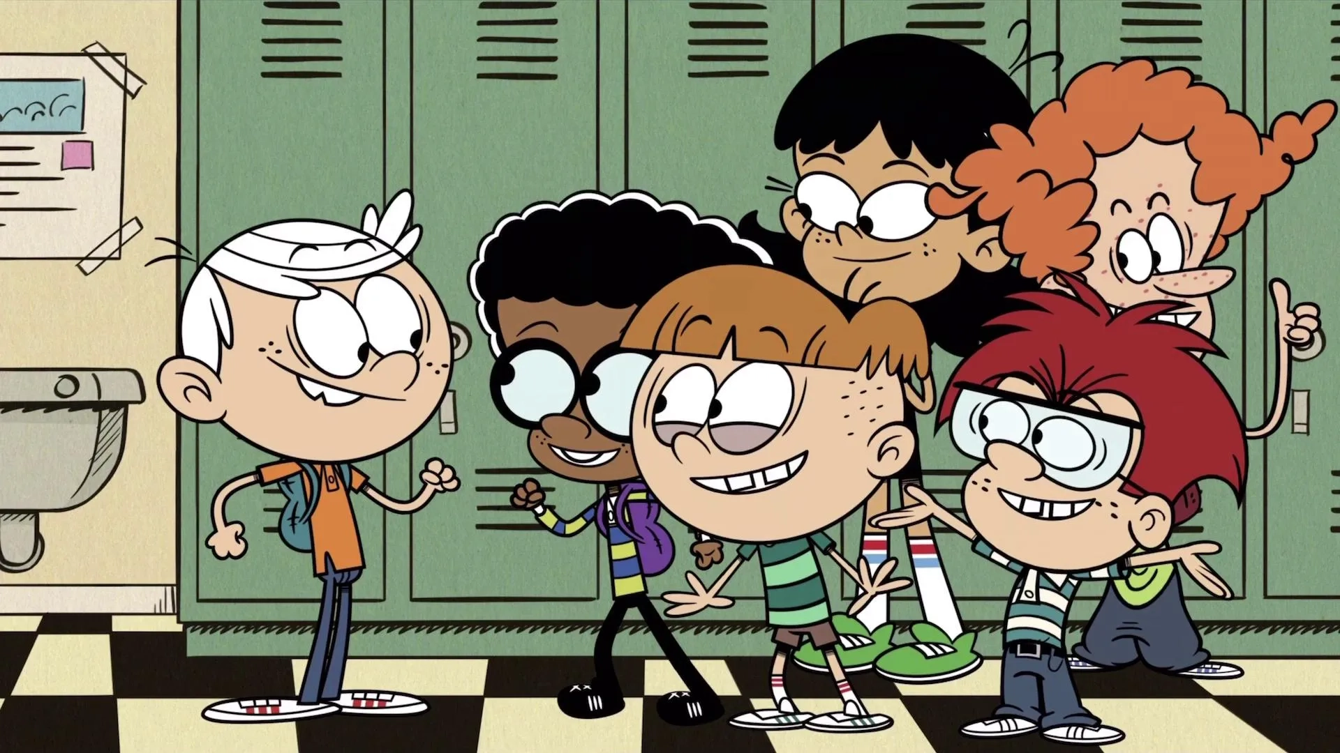 Jessica DiCicco, Lara Jill Miller, Haley Tju, Andre Robinson, Wyatt Griswold, and Tex Hammond in The Loud House: Stall Monitor/A Pimple Plan (2019)