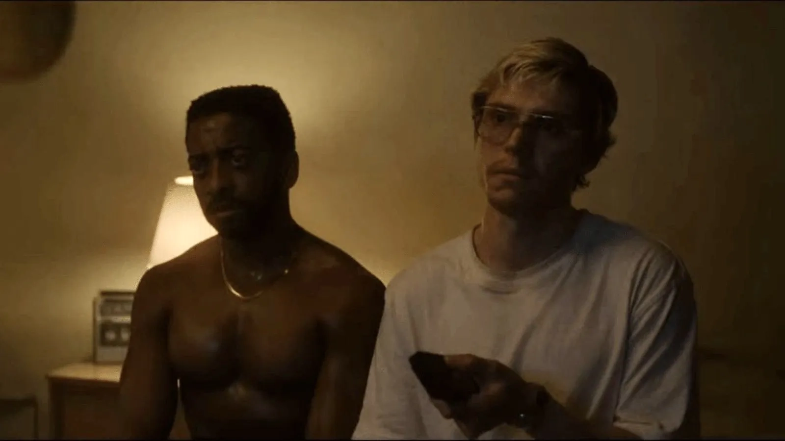 Evan Peters and Shaun J. Brown in Monster (2022)