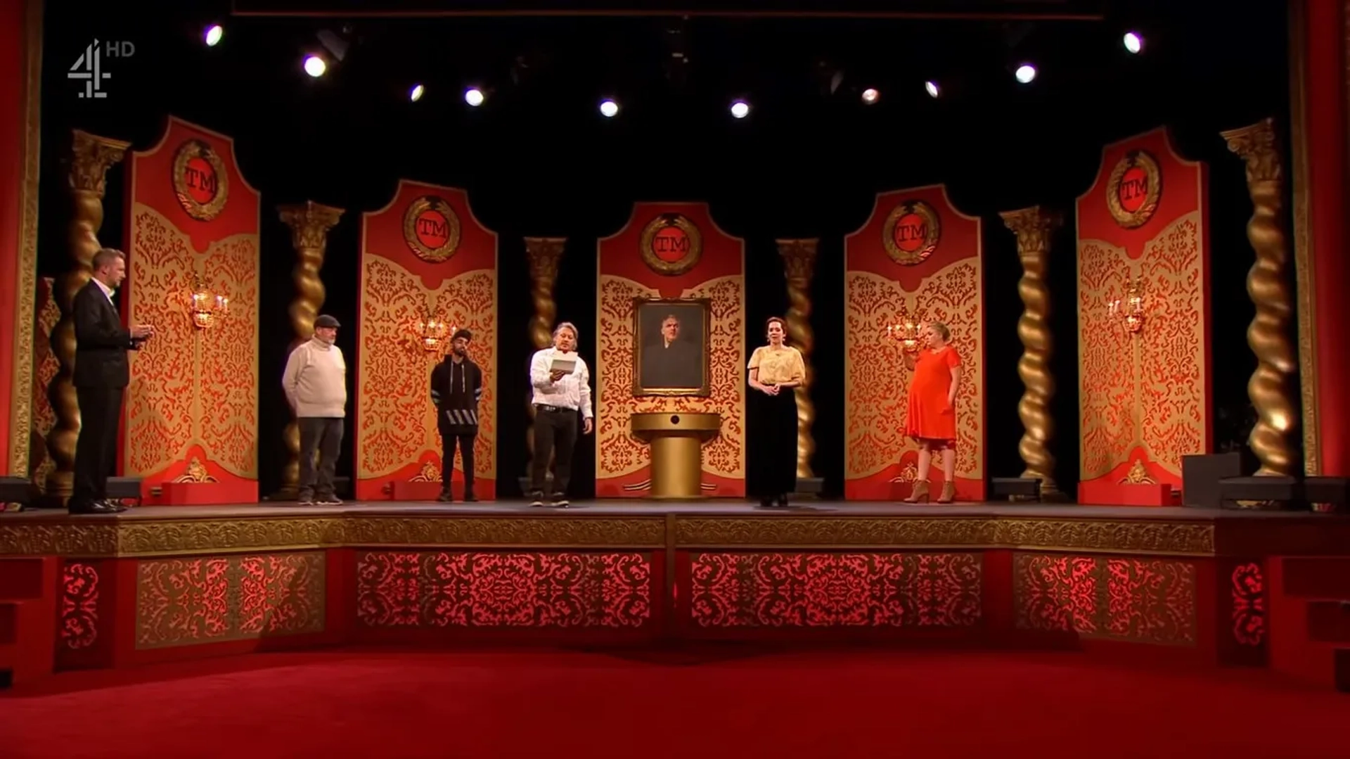 Richard Herring, Johnny Vegas, Katherine Parkinson, Alex Horne, Mawaan Rizwan, and Daisy May Cooper in Taskmaster (2015)