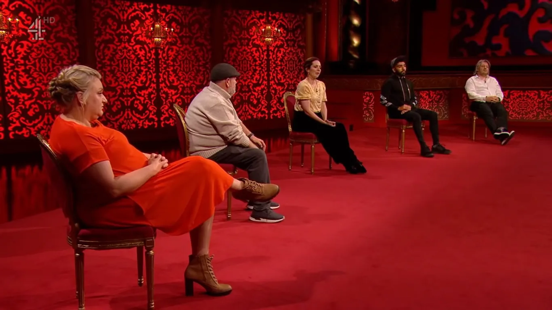 Richard Herring, Katherine Parkinson, Mawaan Rizwan, and Daisy May Cooper in Taskmaster (2015)