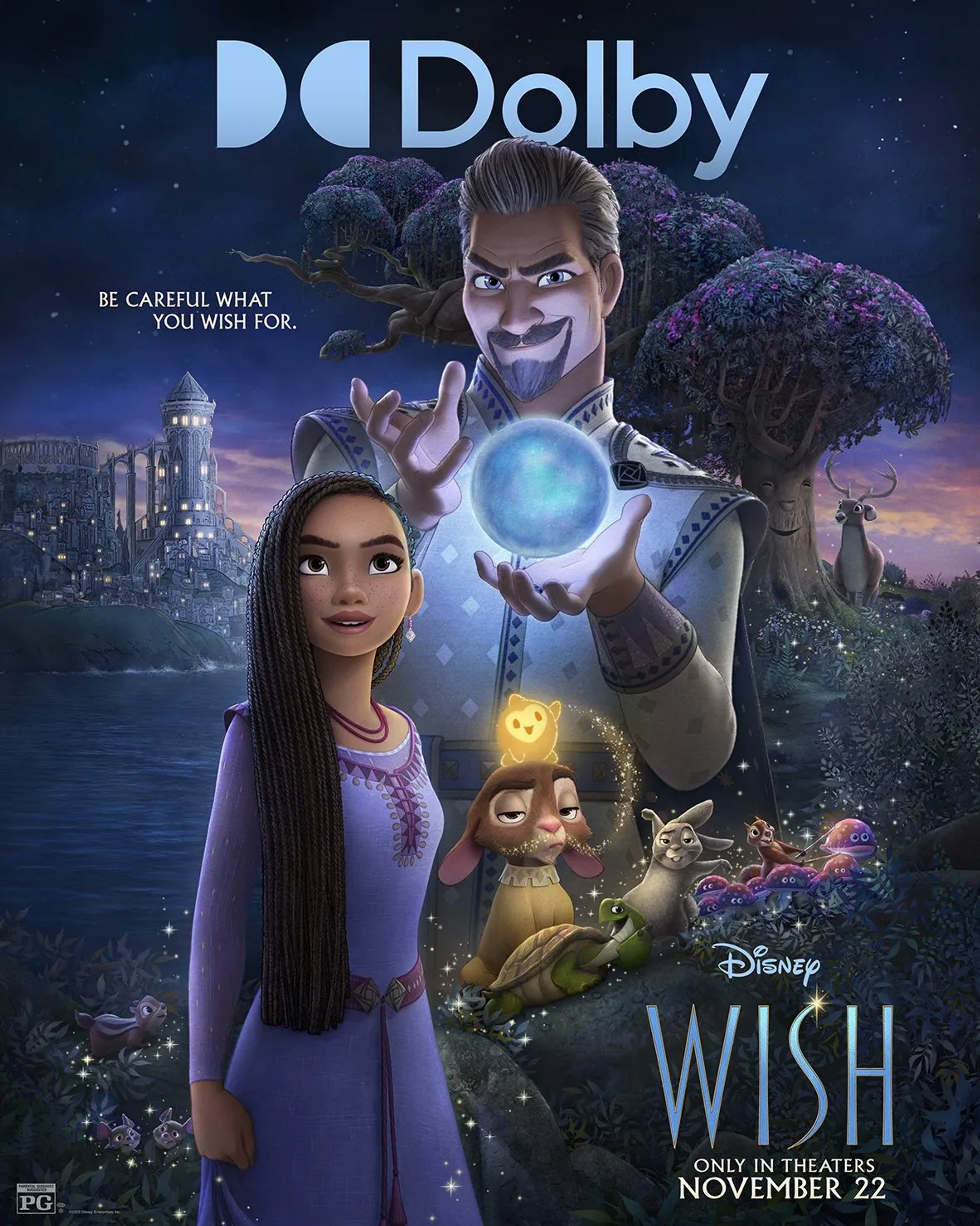 Alan Tudyk, Chris Pine, and Ariana DeBose in Wish (2023)