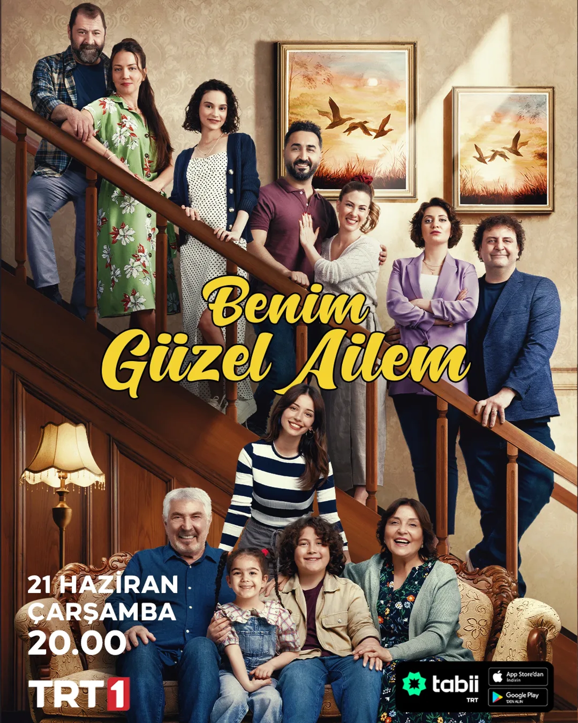 Erdal Özyagcilar, Seray Gözler, Toprak Can Adigüzel, Erdem Akakçe, Nergis Kumbasar, Meltem Pamirtan, Baris Yildiz, Melis Babadag, Onur Buldu, Aycan Koptur, and Serra Pirinç in Benim Güzel Ailem (2023)