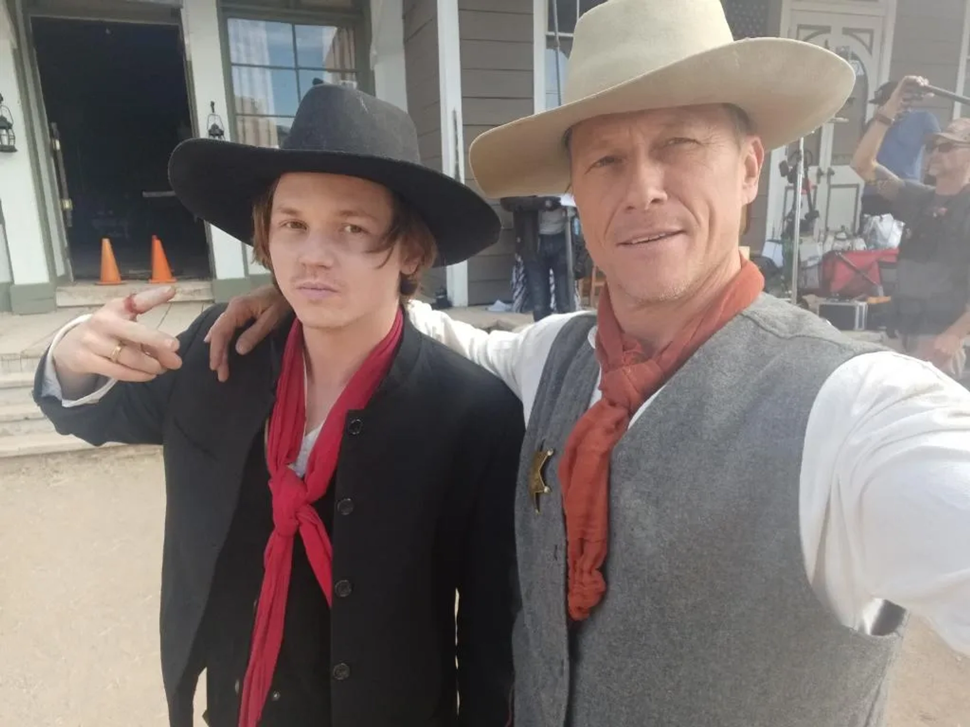 Jack Kilmer & Corin Nemec on set of Place of Bones