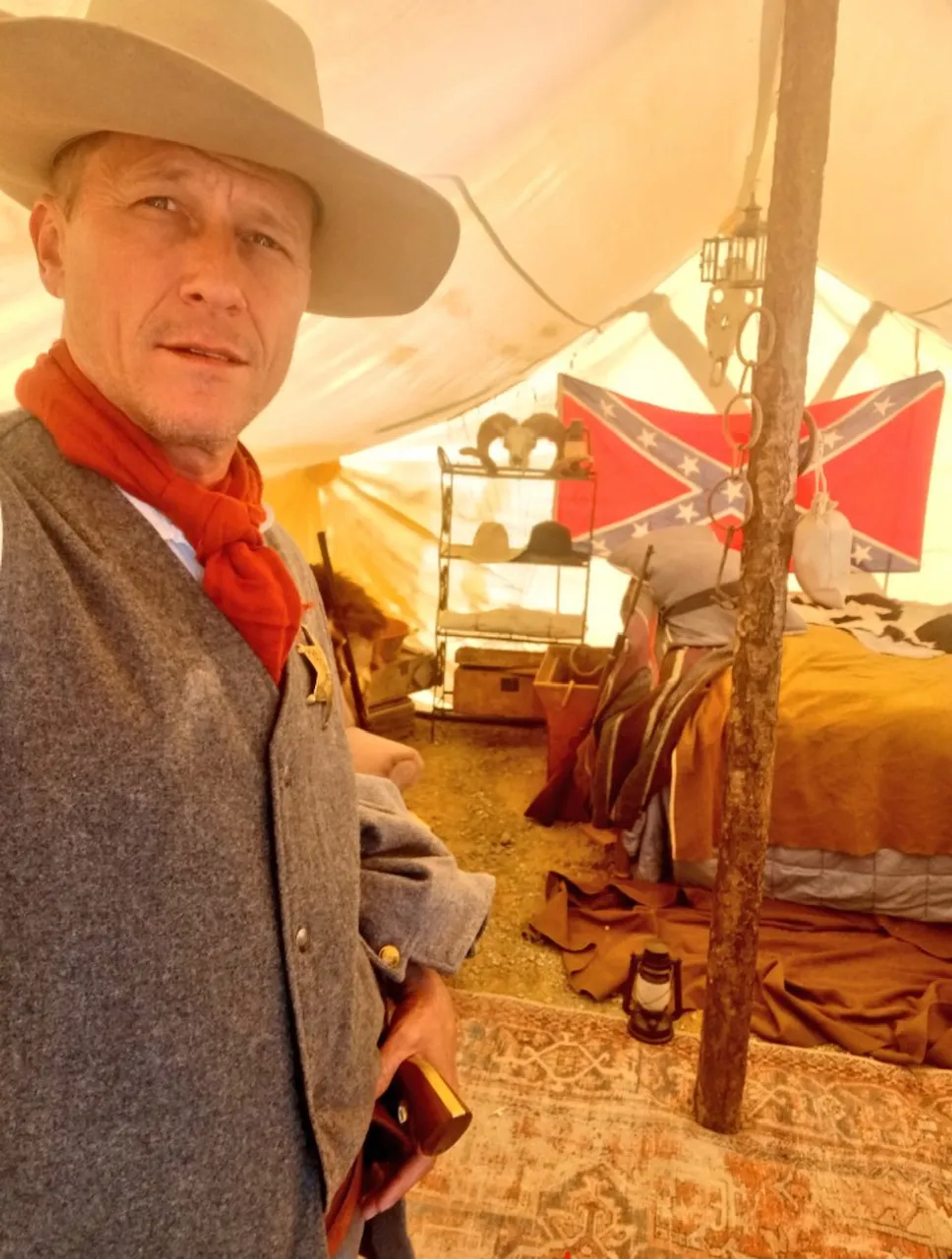 Corin Nemec on set of Dead Man's Hand