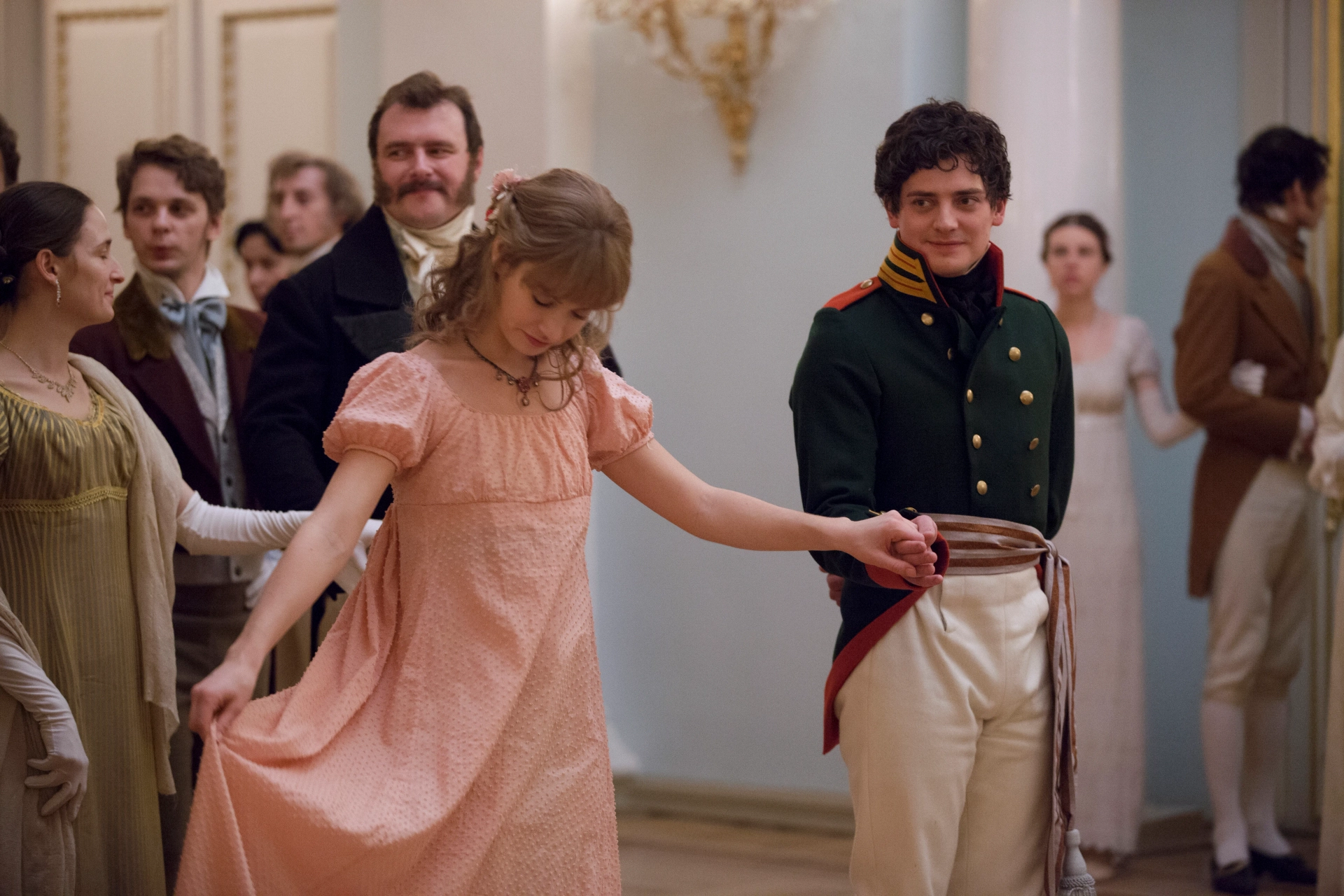 Aneurin Barnard and Lily James in War & Peace (2016)