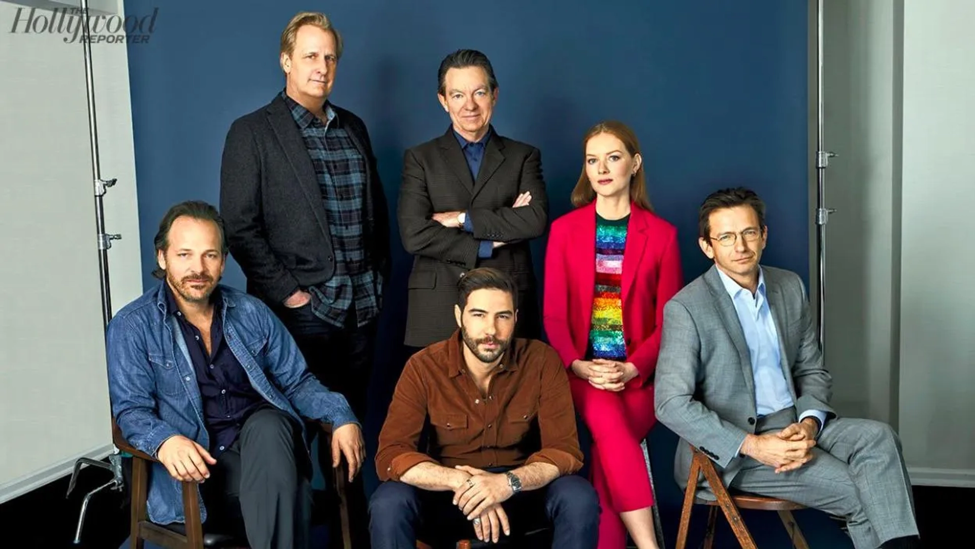 Peter Sarsgaard, Jeff Daniels, Lawrence Wright, Tahar Rahim, Wrenn Schmidt and Dan Futterman were photographed Feb. 15 at the JW Marriott Essex House in New York.