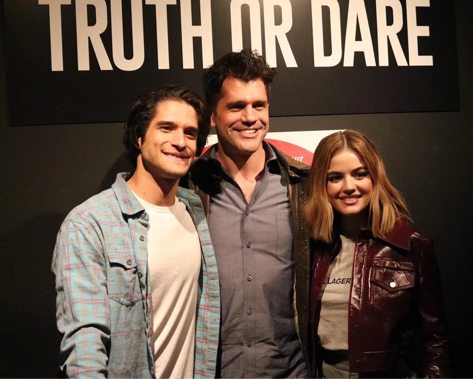 Tyler Posey, Jeff Wadlow, and Lucy Hale at an event for Truth or Dare (2018)