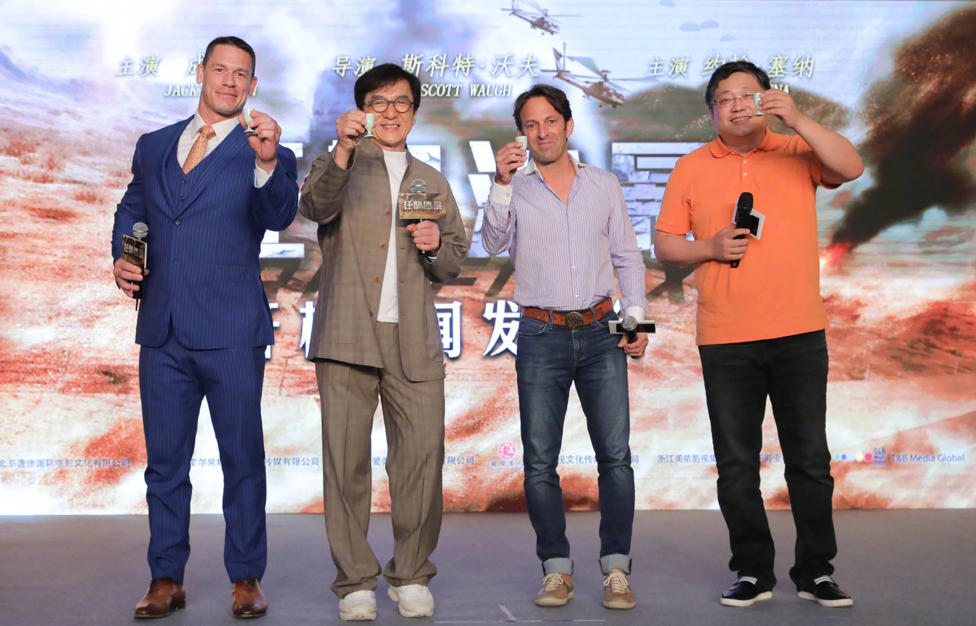 Jackie Chan, Scott Waugh, and John Cena at an event for Hidden Strike (2023)