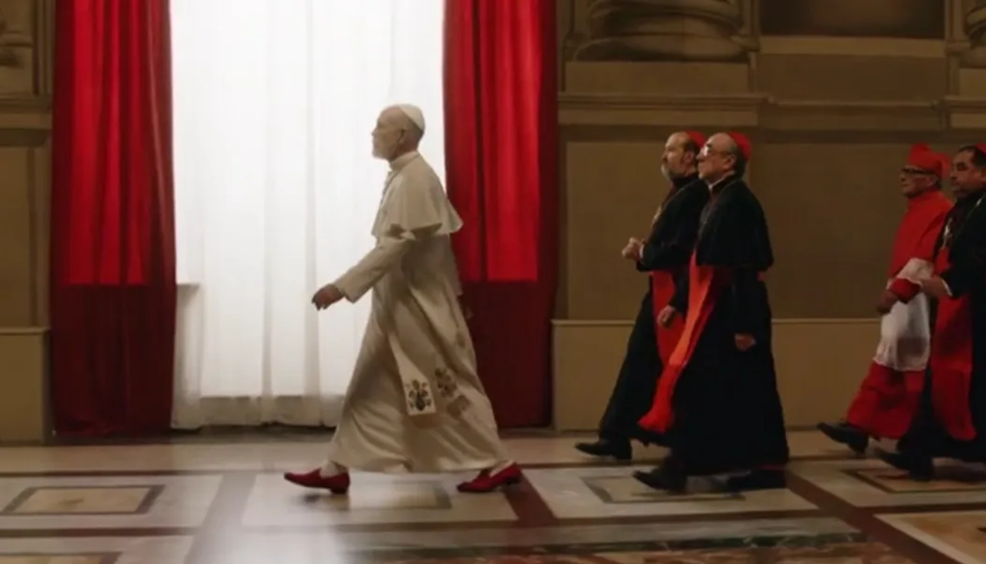 John Malkovich, Javier Cámara, and Silvio Orlando in The New Pope (2020)