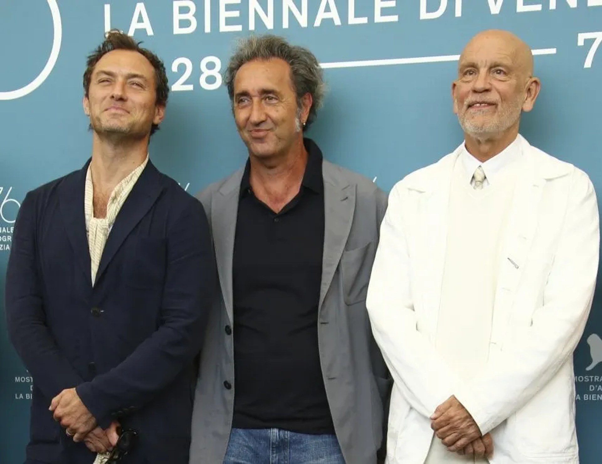 Jude Law, John Malkovich, and Paolo Sorrentino at an event for The New Pope (2020)